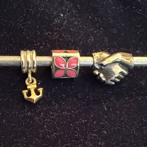 Pandora trio pink sterling silver and gold